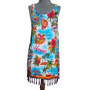 Tropical Print Sleeveless Mini Dress